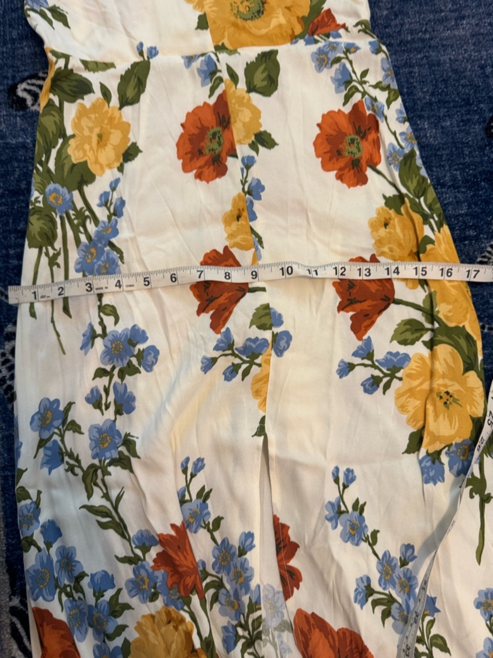 Reformation White Floral Midi Dress with Yellow, Red & Blue Blooms - Picture 10 of 12
